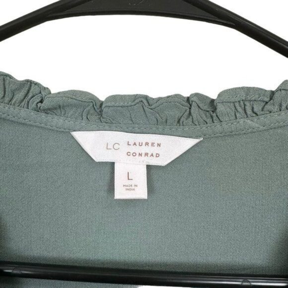 Lauren Conrad Women SZ L Pale Green Sequins Embroidered Long Sleeve Casual Top - Picture 3 of 12